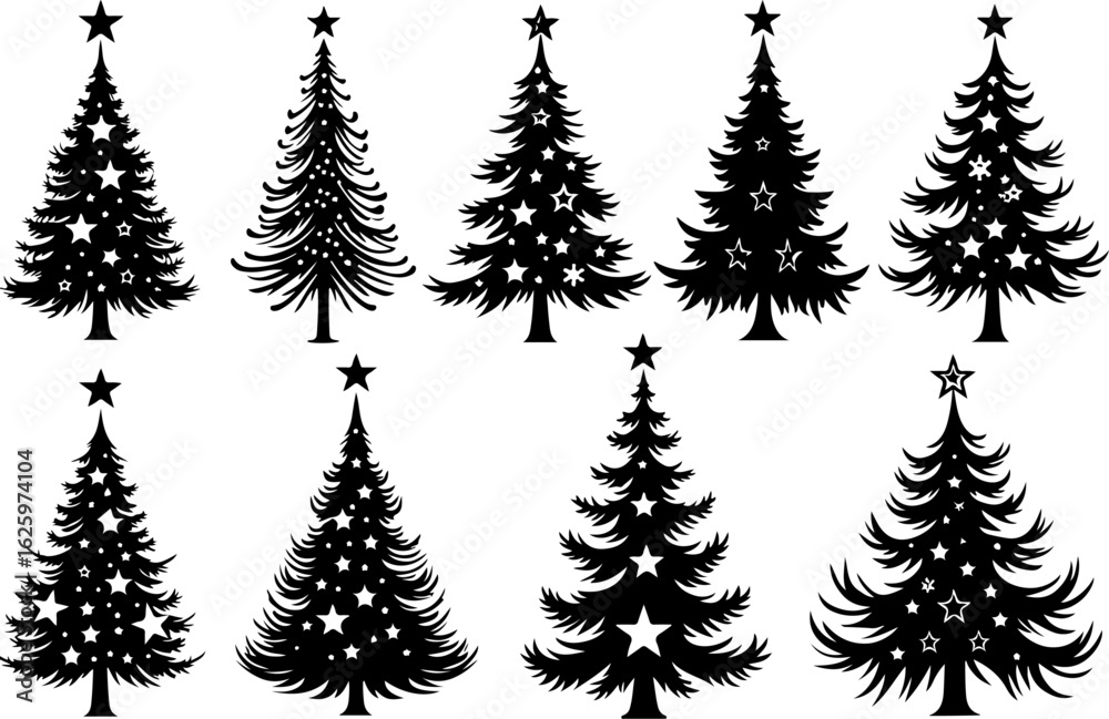 Obraz premium Christmas Tree holiday, pine tree, festive Vector Bundle