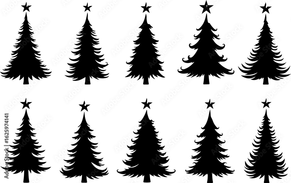 Obraz premium Christmas Tree holiday, pine tree, festive Vector Bundle
