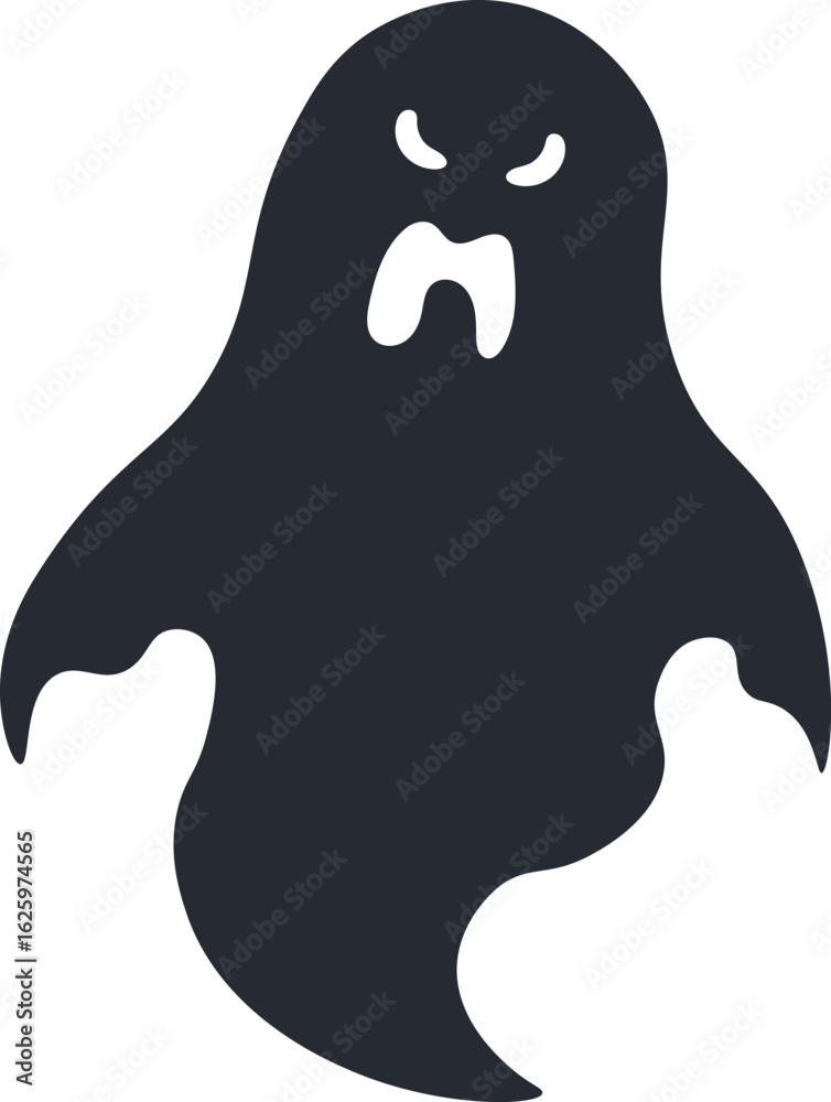 Dark ghost with an angry expression floating against a white background, creating a haunting and eerie vibe perfect for Halloween projects and enhancing spooky atmospheres Dark ghost with an angry expression floating against a white background, creating a haunting and eerie vibe perfect for Halloween projects and enhancing spooky atmospheres