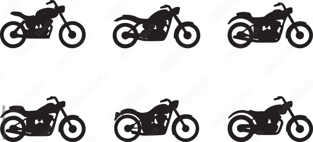 Obraz premium Motorcycle Type and Model Objects icons Set