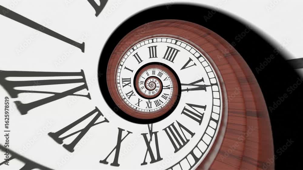 Seamless looping animation of a vintage spiral clock inspired by the ...