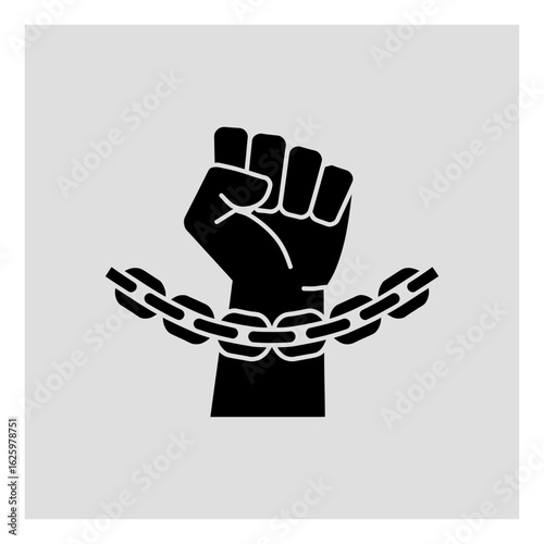 A Black Raised Fist Symbol with Broken Chains Illustrates Freedom, Liberation, and Resistance Against Oppression and Injustice