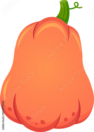 Ripe orange pumpkin with a vibrant green stem representing autumn, celebrating harvest and Halloween festivities, radiating warmth and a cheerful, festive spirit