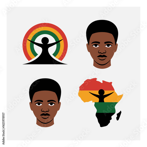 African heritage artwork featuring unity, culture, and identity with Pan-African colors and symbolism in vector illustration design