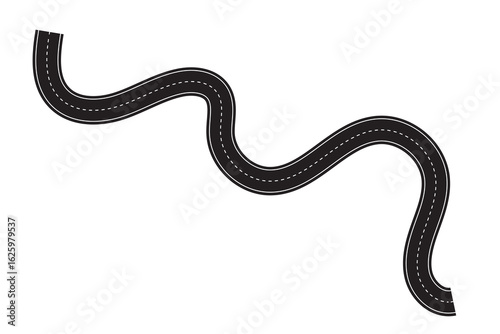 Top view on road map. Curve highway roadway. Vector infographic