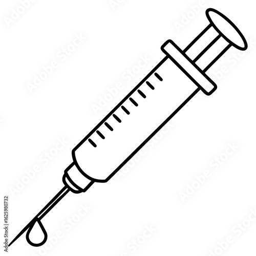 Medical Syringe Outline Drawing Vector