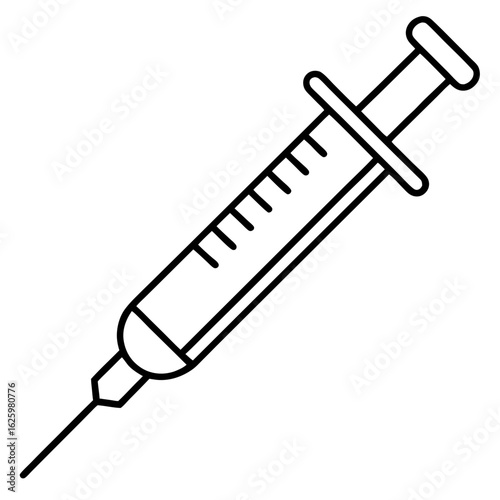 Medical Syringe Outline Drawing Vector