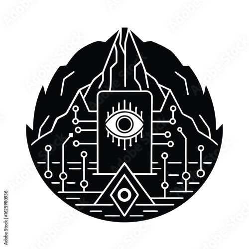 Cyber symbology in ancient caves artwork