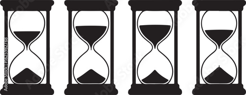 Sand watch icon set. Hourglass symbol. Flat vector illustration.