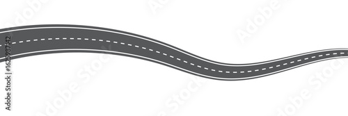 Wavy road top view, winding curves asphalt road isolated - vector