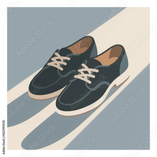 Stylish Blue Shoes on a White Stripe Surface casting Shadows, showcasing Casual Footwear with Light Laces and Comfortable Soles for Everyday Wear and Style