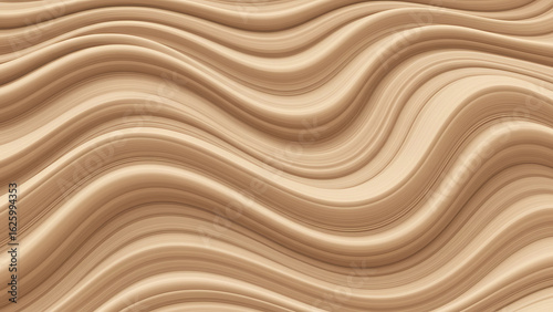 Abstract background of smooth, flowing, wavy lines in shades of light brown. A modern digital art pattern with undulating curves.