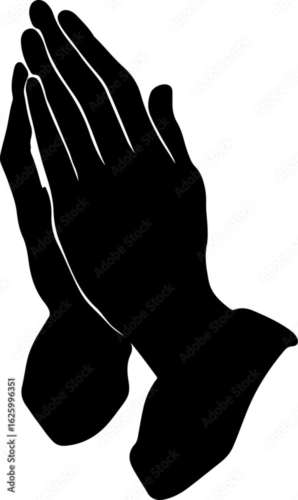 © NiloyKanti - Black silhouette of praying hands clasped together in a gesture of faith and devotion © NiloyKanti - Black silhouette of praying hands clasped together in a gesture of faith and devotion