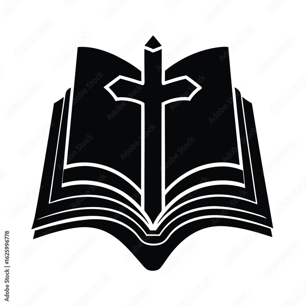 Cruz Bautismal Entre las Paginas Abiertas de una Biblia Cruz Bautismal Entre las Paginas Abiertas de una Biblia