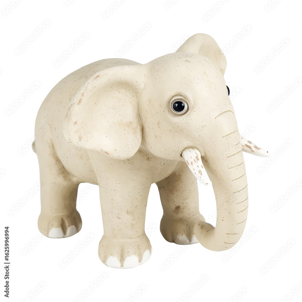 Fototapeta premium Plastic elephant figurine isolated on white background with clipping path.