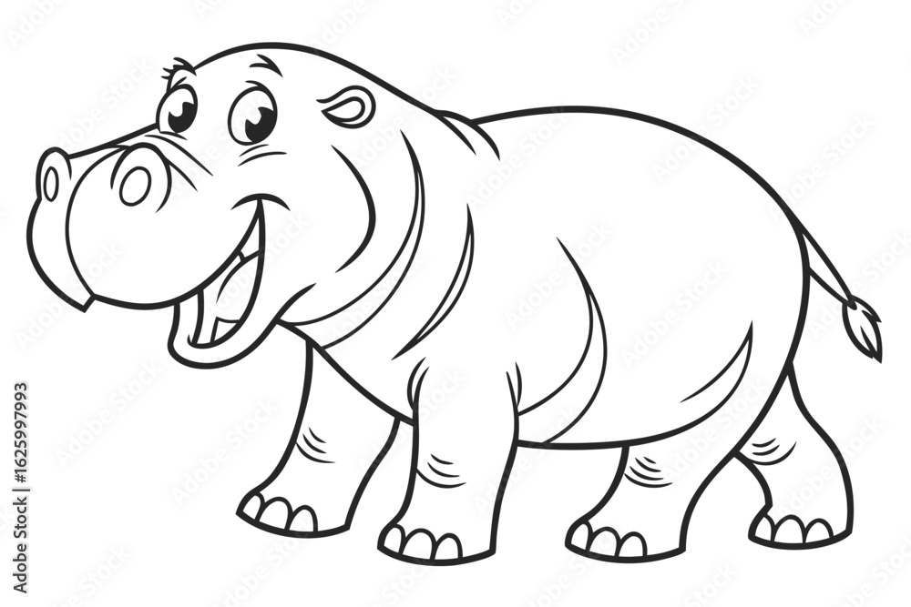 Obraz premium Cute cartoon animal, cute zoo pictures, coloring book pages for kids. Isolated line art on a white background