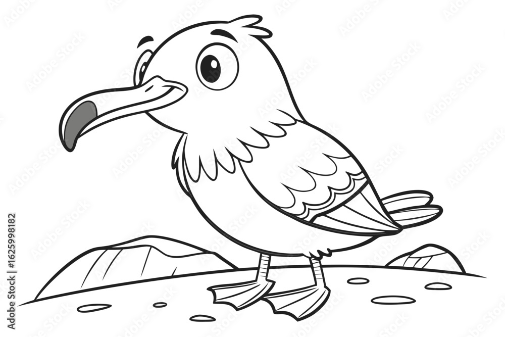 Fototapeta premium Cute cartoon animal, cute zoo pictures, coloring book pages for kids. Isolated line art on a white background