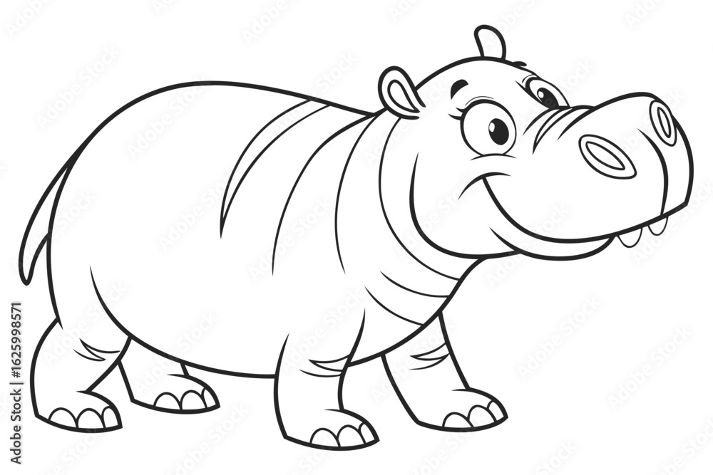 Obraz premium Cute cartoon animal, cute zoo pictures, coloring book pages for kids. Isolated line art on a white background