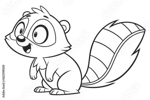 Cute cartoon animal, cute zoo pictures, coloring book pages for kids. Isolated line art on a white background