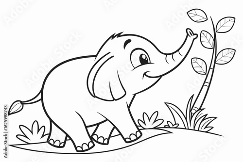 Cute cartoon animal, cute zoo pictures, coloring book pages for kids. Isolated line art on a white background