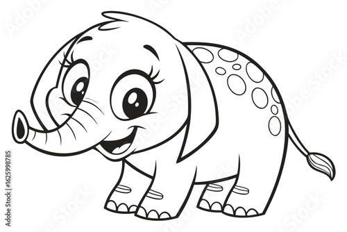 Cute cartoon animal, cute zoo pictures, coloring book pages for kids. Isolated line art on a white background