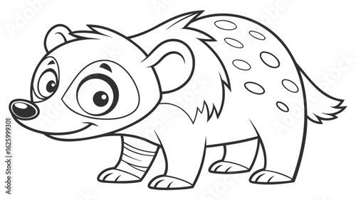 Cute cartoon animal, cute zoo pictures, coloring book pages for kids. Isolated line art on a white background