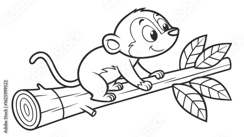 Cute cartoon animal, cute zoo pictures, coloring book pages for kids. Isolated line art on a white background