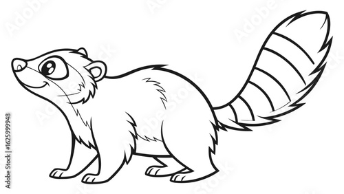 Cute cartoon animal, cute zoo pictures, coloring book pages for kids. Isolated line art on a white background