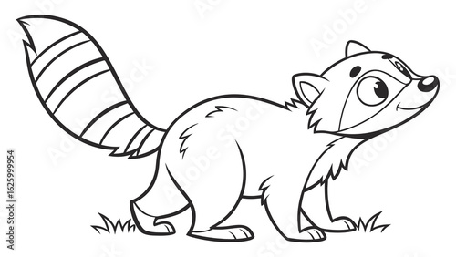 Cute cartoon animal, cute zoo pictures, coloring book pages for kids. Isolated line art on a white background