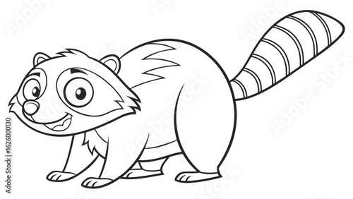 Cute cartoon animal, cute zoo pictures, coloring book pages for kids. Isolated line art on a white background