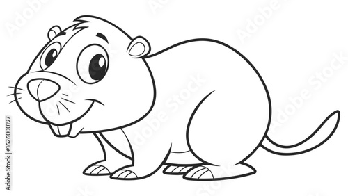 Cute cartoon animal, cute zoo pictures, coloring book pages for kids. Isolated line art on a white background
