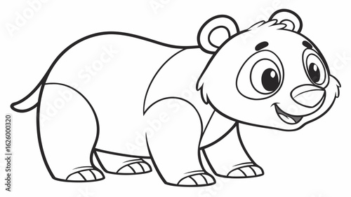 Cute cartoon animal, cute zoo pictures, coloring book pages for kids. Isolated line art on a white background