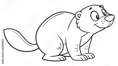 Cute cartoon animal, cute zoo pictures, coloring book pages for kids. Isolated line art on a white background