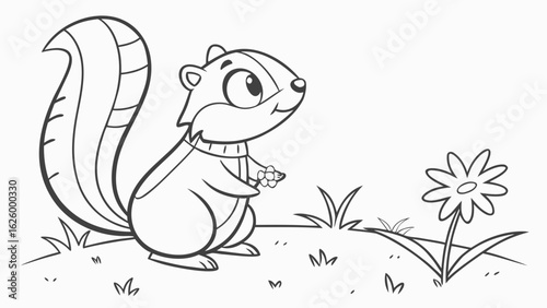 Cute cartoon animal, cute zoo pictures, coloring book pages for kids. Isolated line art on a white background