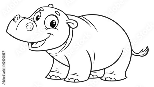 Cute cartoon animal, cute zoo pictures, coloring book pages for kids. Isolated line art on a white background