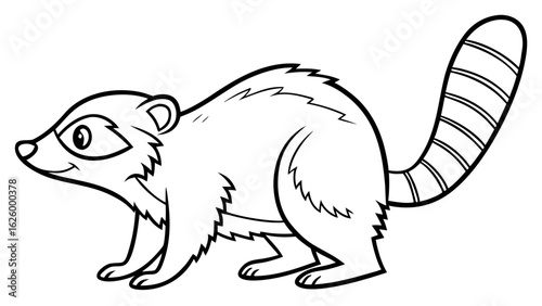 Cute cartoon animal, cute zoo pictures, coloring book pages for kids. Isolated line art on a white background