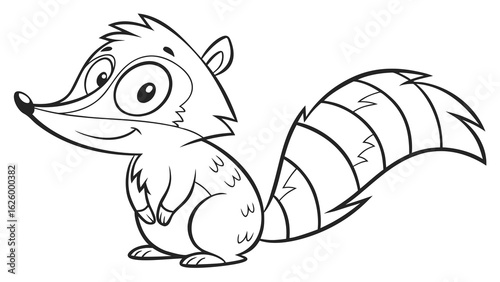Cute cartoon animal, cute zoo pictures, coloring book pages for kids. Isolated line art on a white background