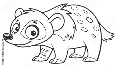 Cute cartoon animal, cute zoo pictures, coloring book pages for kids. Isolated line art on a white background