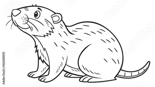 Cute cartoon animal, cute zoo pictures, coloring book pages for kids. Isolated line art on a white background