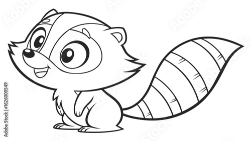 Cute cartoon animal, cute zoo pictures, coloring book pages for kids. Isolated line art on a white background