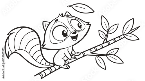 Cute cartoon animal, cute zoo pictures, coloring book pages for kids. Isolated line art on a white background