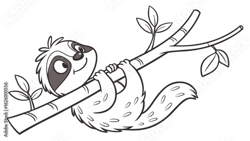 Cute cartoon animal, cute zoo pictures, coloring book pages for kids. Isolated line art on a white background