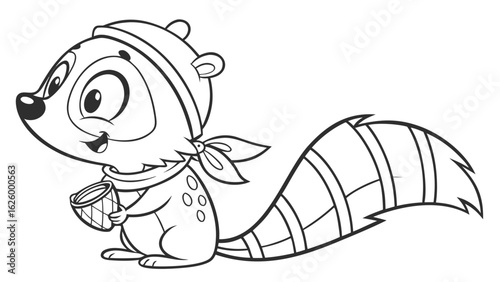 Cute cartoon animal, cute zoo pictures, coloring book pages for kids. Isolated line art on a white background
