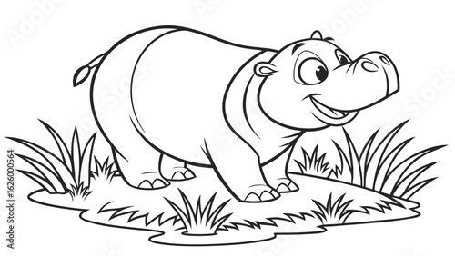 Cute cartoon animal, cute zoo pictures, coloring book pages for kids. Isolated line art on a white background