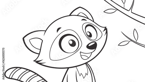 Cute cartoon animal, cute zoo pictures, coloring book pages for kids. Isolated line art on a white background