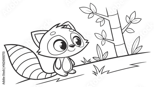 Cute cartoon animal, cute zoo pictures, coloring book pages for kids. Isolated line art on a white background