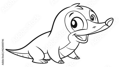 Cute cartoon animal, cute zoo pictures, coloring book pages for kids. Isolated line art on a white background