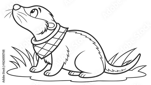 Cute cartoon animal, cute zoo pictures, coloring book pages for kids. Isolated line art on a white background