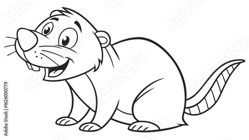 Cute cartoon animal, cute zoo pictures, coloring book pages for kids. Isolated line art on a white background
