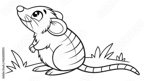 Cute cartoon animal, cute zoo pictures, coloring book pages for kids. Isolated line art on a white background